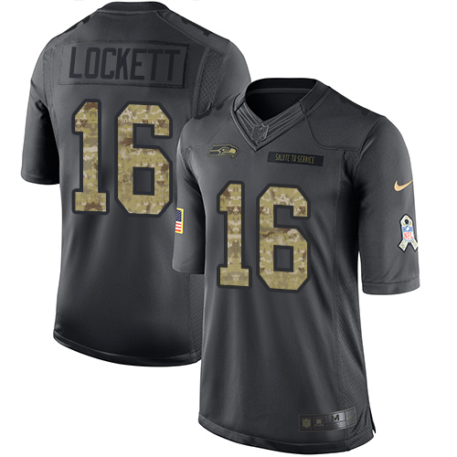 Nike Seahawks #16 Tyler Lockett Black Youth Stitched NFL Limited 2016 Salute to Service Jersey